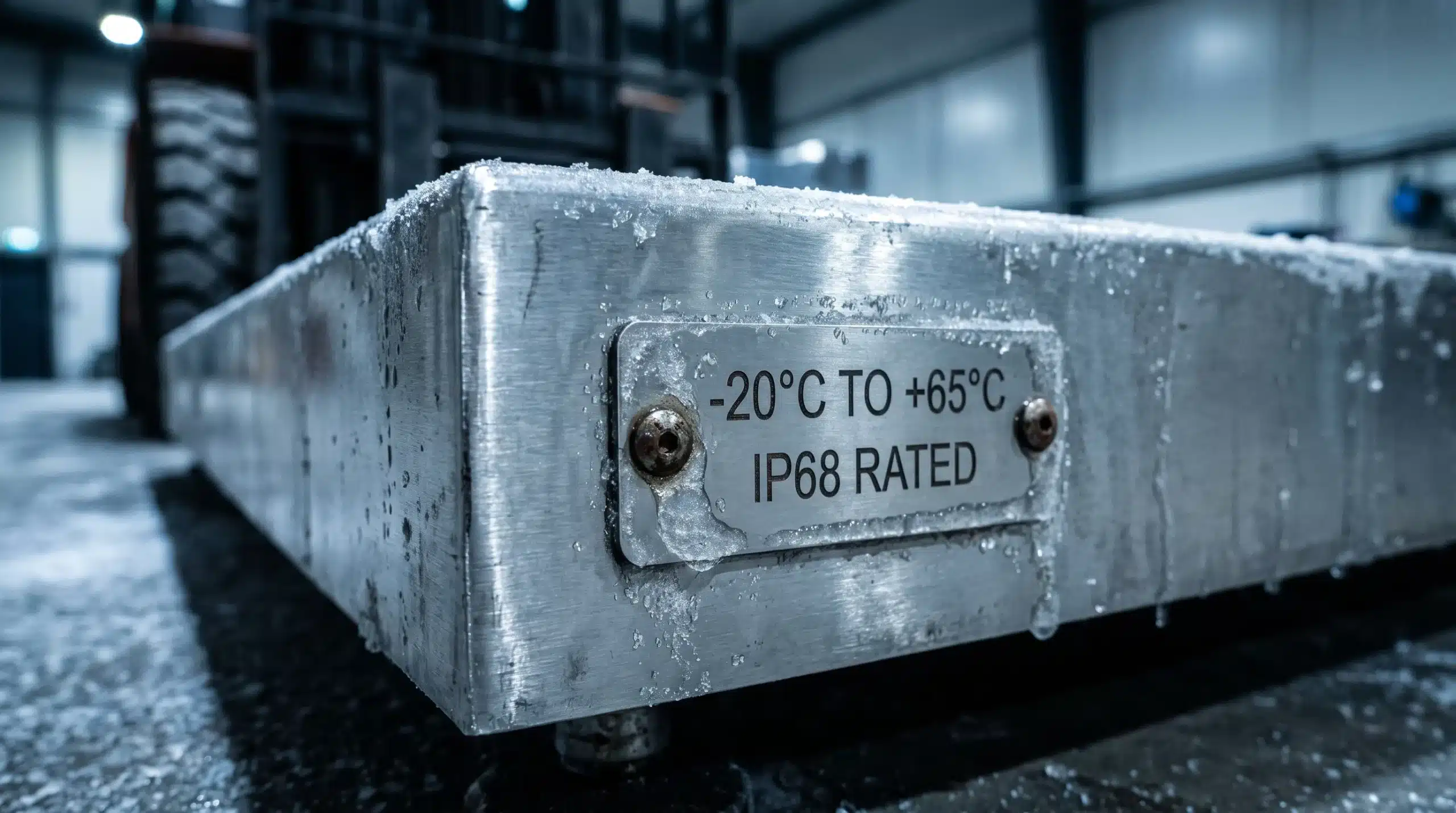 A best floor scale for warehouse nameplate showing its -20C to 65C temperature rating