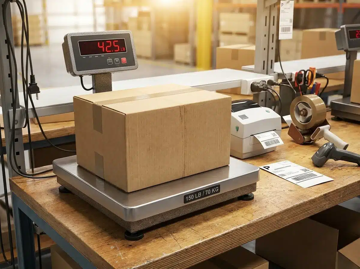 How to Calibrate a Shipping Scale 1 How to calibrate a shipping scale — placing a box on a heavy-duty bench scale